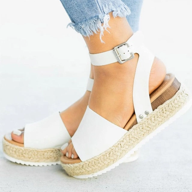 Women Sandals Plus Size Wedges Shoes For Women High Heels Sandals Summer Shoes 2019 Flip Flop Chaussures Femme Platform Sandals Strappy Low Heel Sandals