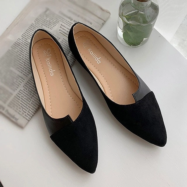 Women Shoes 2020 Fashion Splice Color Flats Pointed Toe Ballerina Ballet Flat Slip On Shoes Zapatos Mujer Drop Shipping ##0 Cushion For Sandals