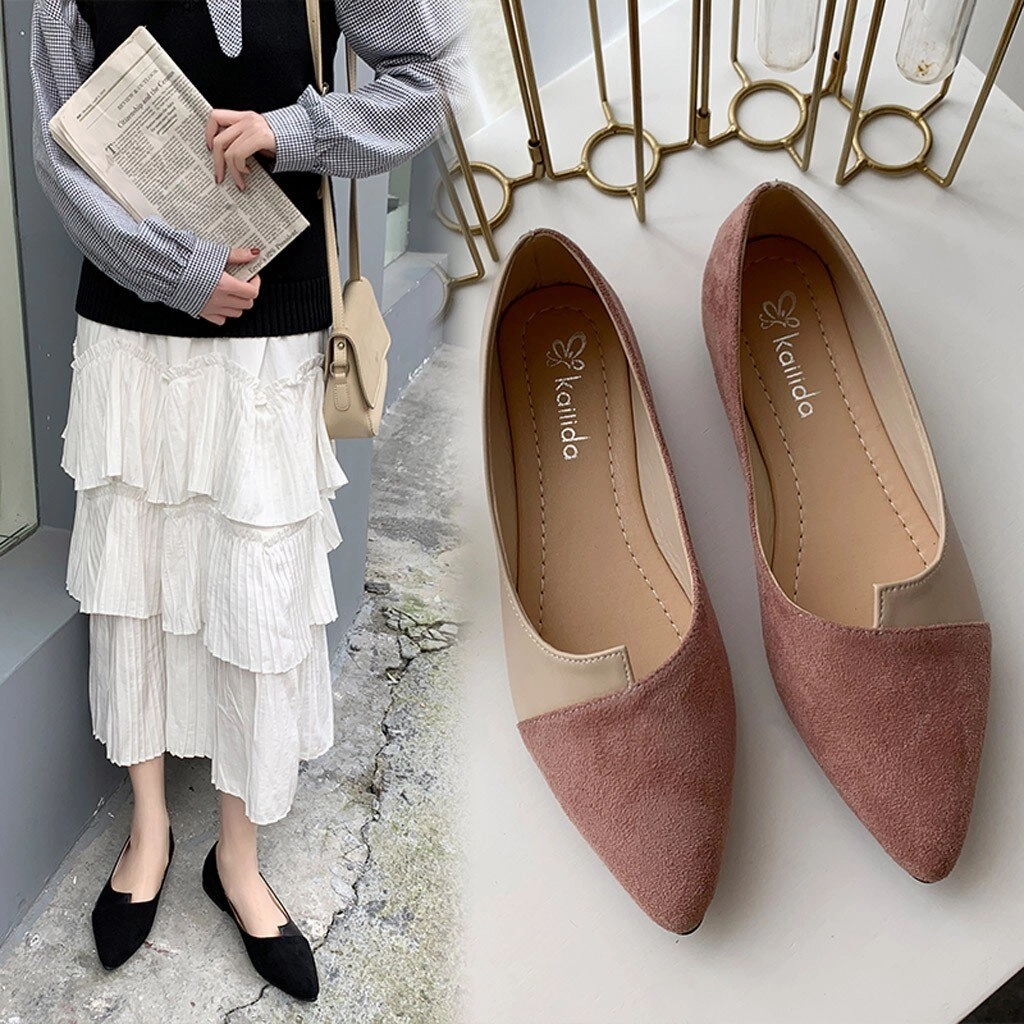Sandals Saint Lucia Women Shoes 2020 Fashion Splice Color Flats Pointed Toe Ballerina Ballet Flat Slip On Shoes Zapatos Mujer Drop Shipping ##0