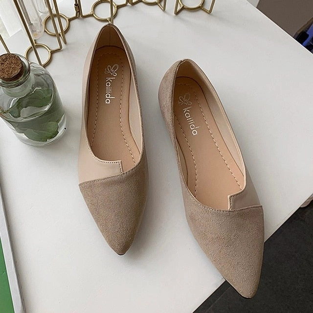 Sandals Cay Women Shoes 2020 Fashion Splice Color Flats Pointed Toe Ballerina Ballet Flat Slip On Shoes Zapatos Mujer Drop Shipping ##0