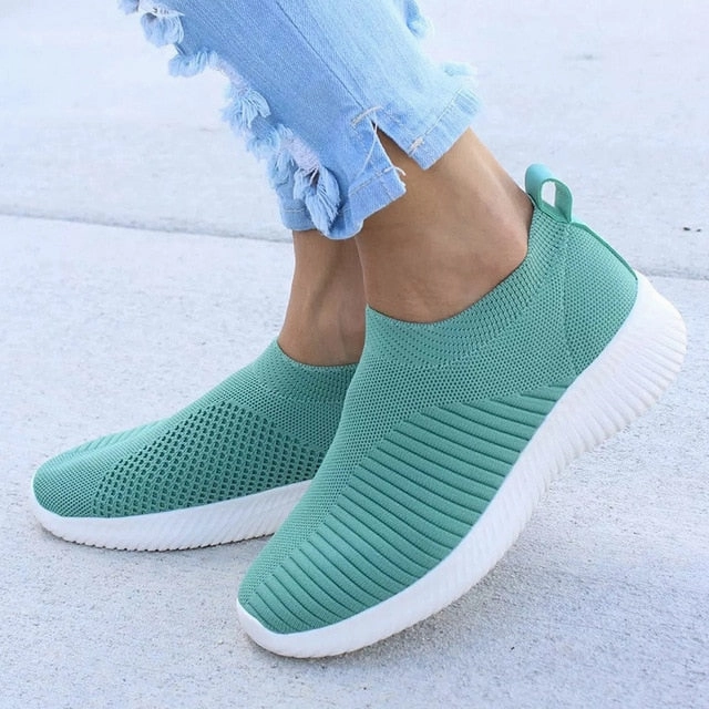 Women Shoes Knitting Sock Sneakers Women Spring Summer Suede Dress Loafers