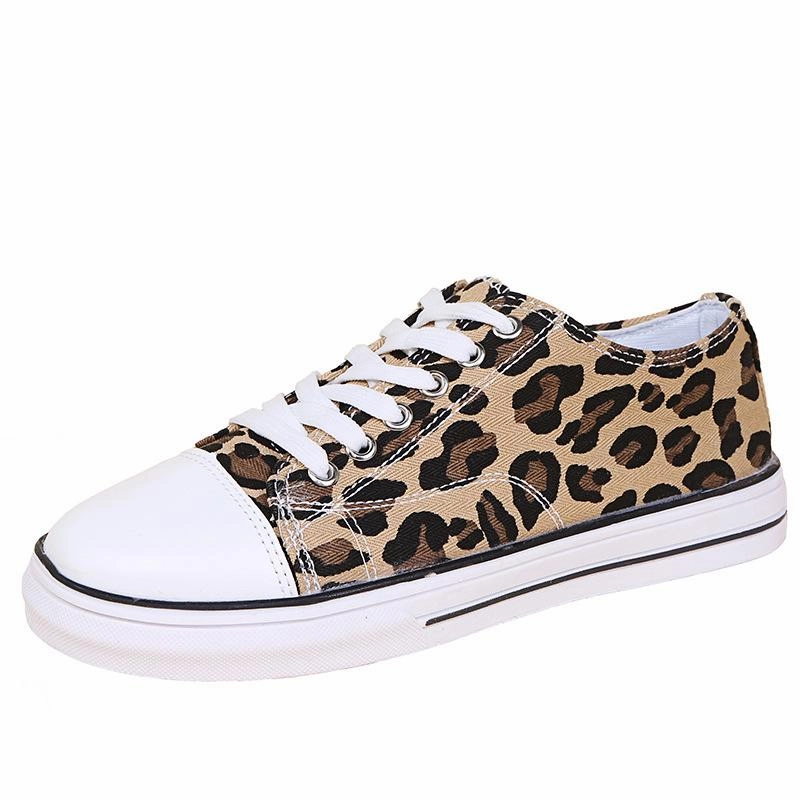 Zero Drop Shoes Casual Women thick sole flat lace up casual leopard sneakers