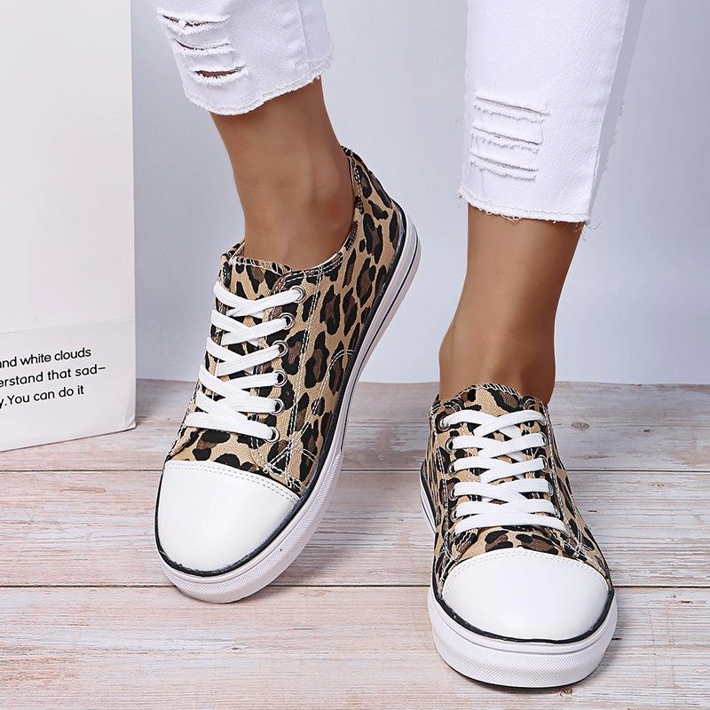 Timberland Smart Casual Shoes Women thick sole flat lace up casual leopard sneakers