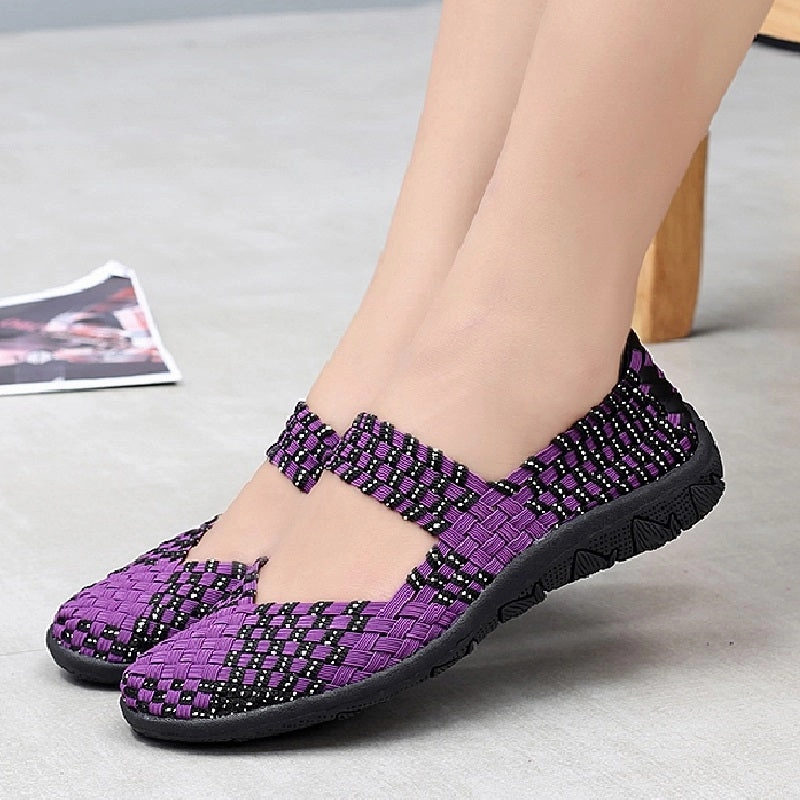 Hi Tec Casual Shoes Womens Flats Shoes Slip On Fashion Woven Sneakers Casual Breathable Summer Tenis Comfortwomen Walk S