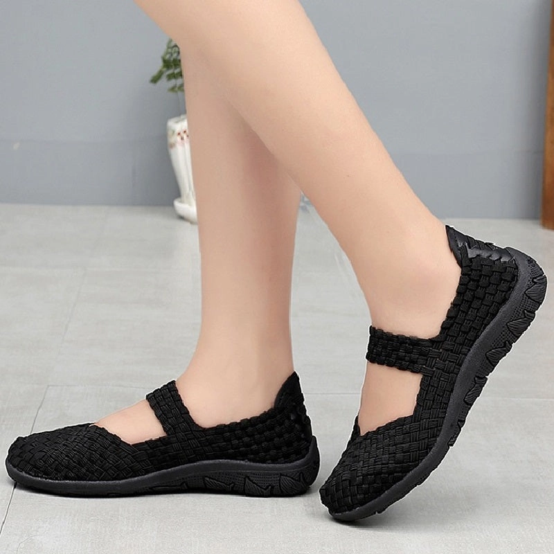 Latest Fashion Casual Shoes Womens Flats Shoes Slip On Fashion Woven Sneakers Casual Breathable Summer Tenis Comfortwomen Walk S