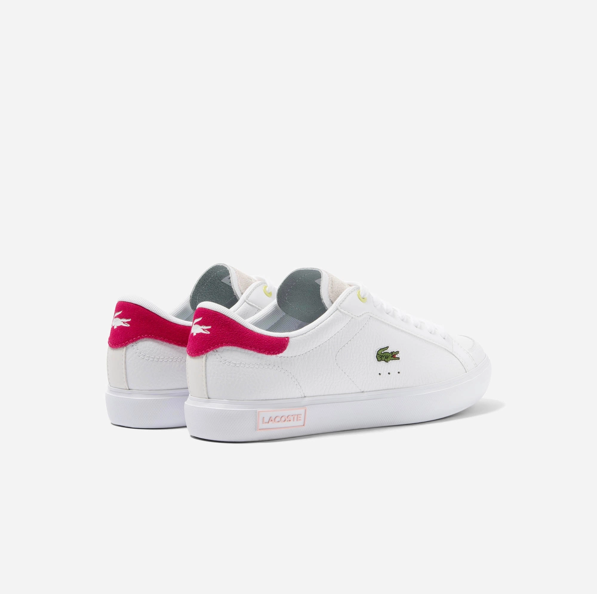 Running Shoes With Low Heel Drop Womens Powercourt Leather Trainers White/Pink