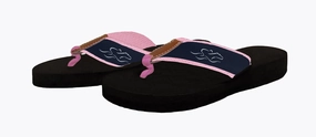 Rainbow Flip Flops San Clemente Womens Signature Horse Racing Flip Flops - Navy & Pink