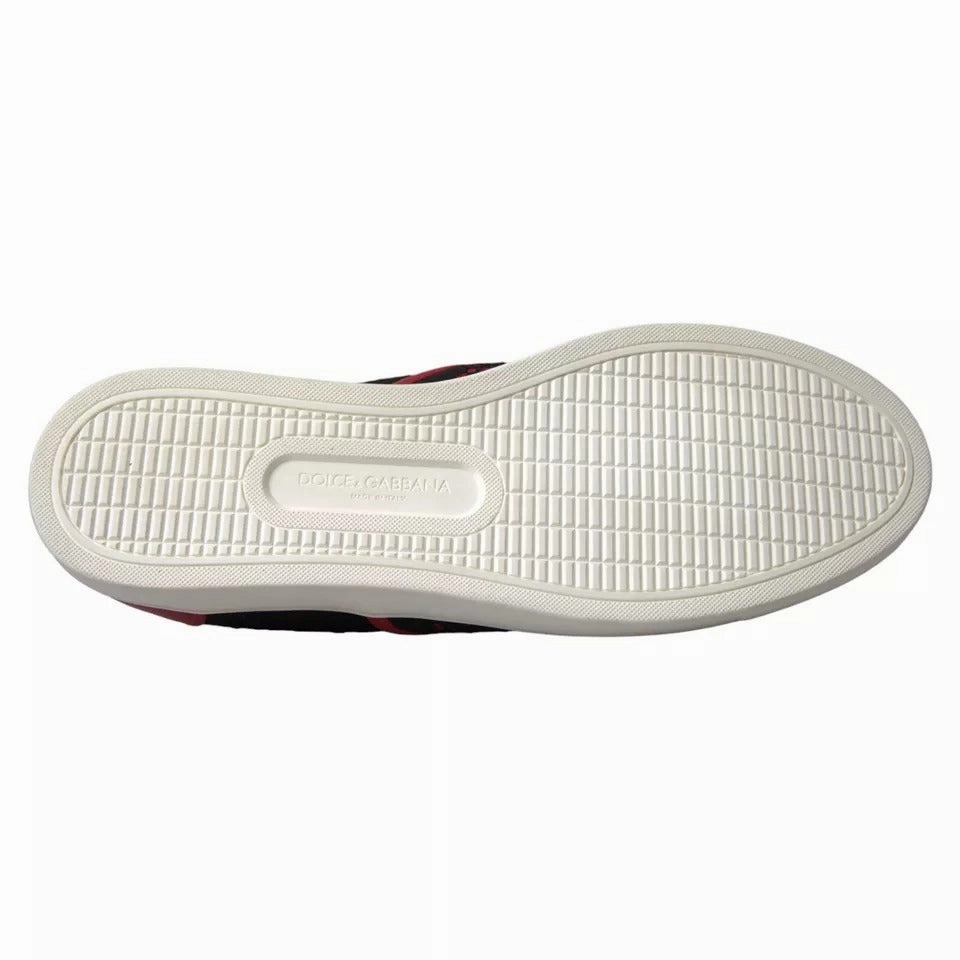 Flat Track Shoes Dolce & Gabbana Black Red Lace Slip On Low Top Sneakers Shoes