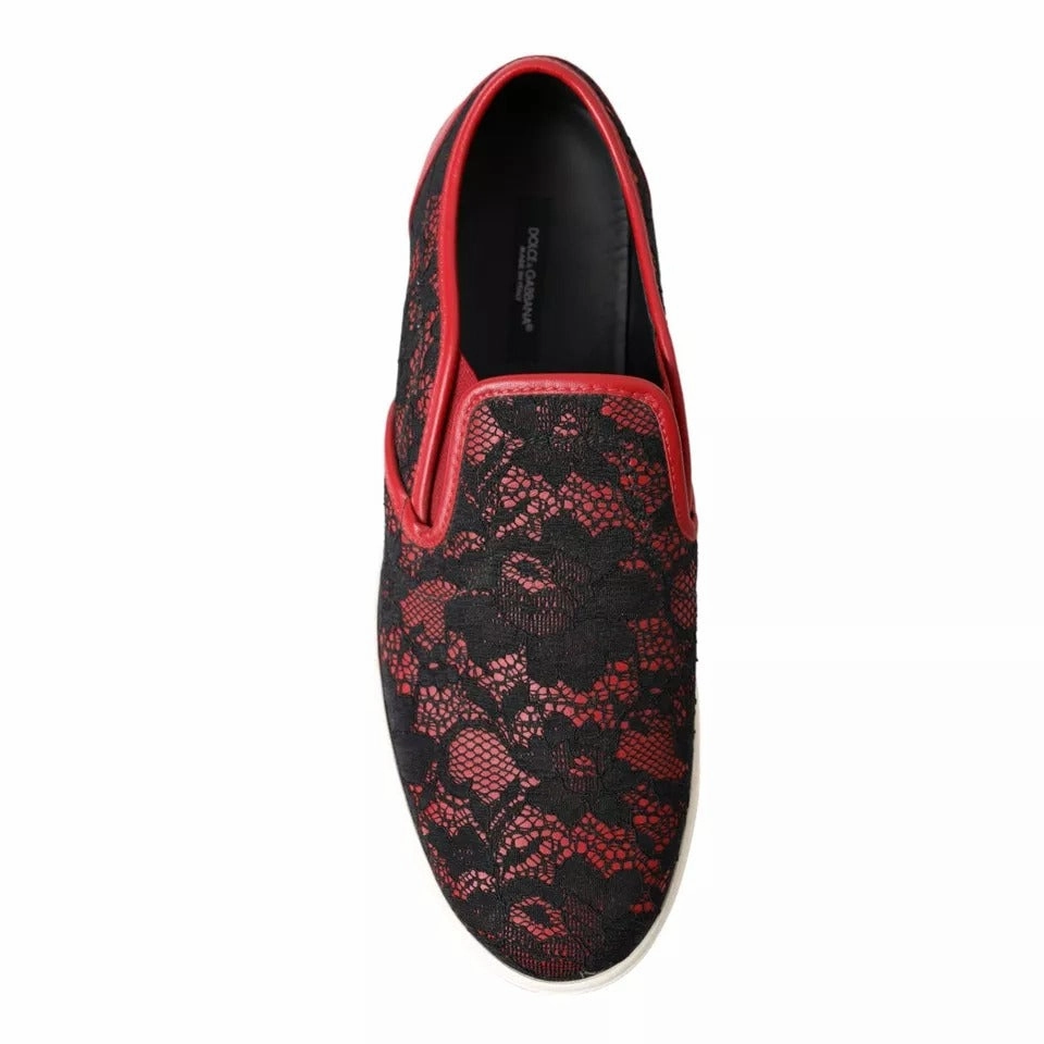 Taupe Shoes Flats Dolce & Gabbana Black Red Lace Slip On Low Top Sneakers Shoes