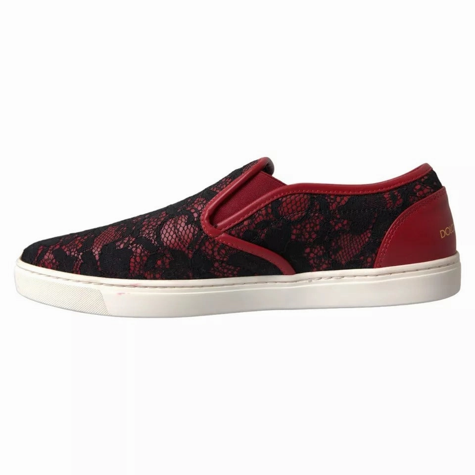 Best Walking Shoes For Flat Feet Dolce & Gabbana Black Red Lace Slip On Low Top Sneakers Shoes