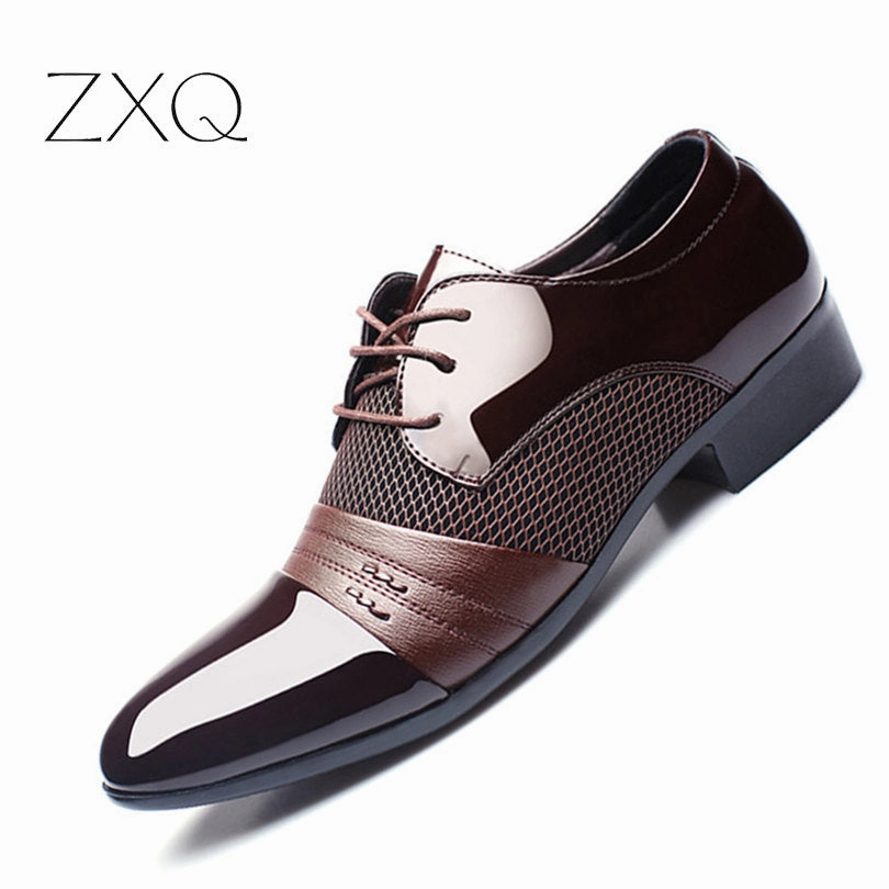 Best Support Tennis Shoes For Flat Feet ZXQ Men Dress Shoes Plus Size 38-47 Men Business Flat Shoes Black Brown Breathable Low Top Men Formal Office Shoes