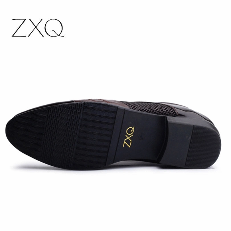 ZXQ Men Dress Shoes Plus Size 38-47 Men Business Flat Shoes Black Brown Breathable Low Top Men Formal Office Shoes Flat Shoe Moulding